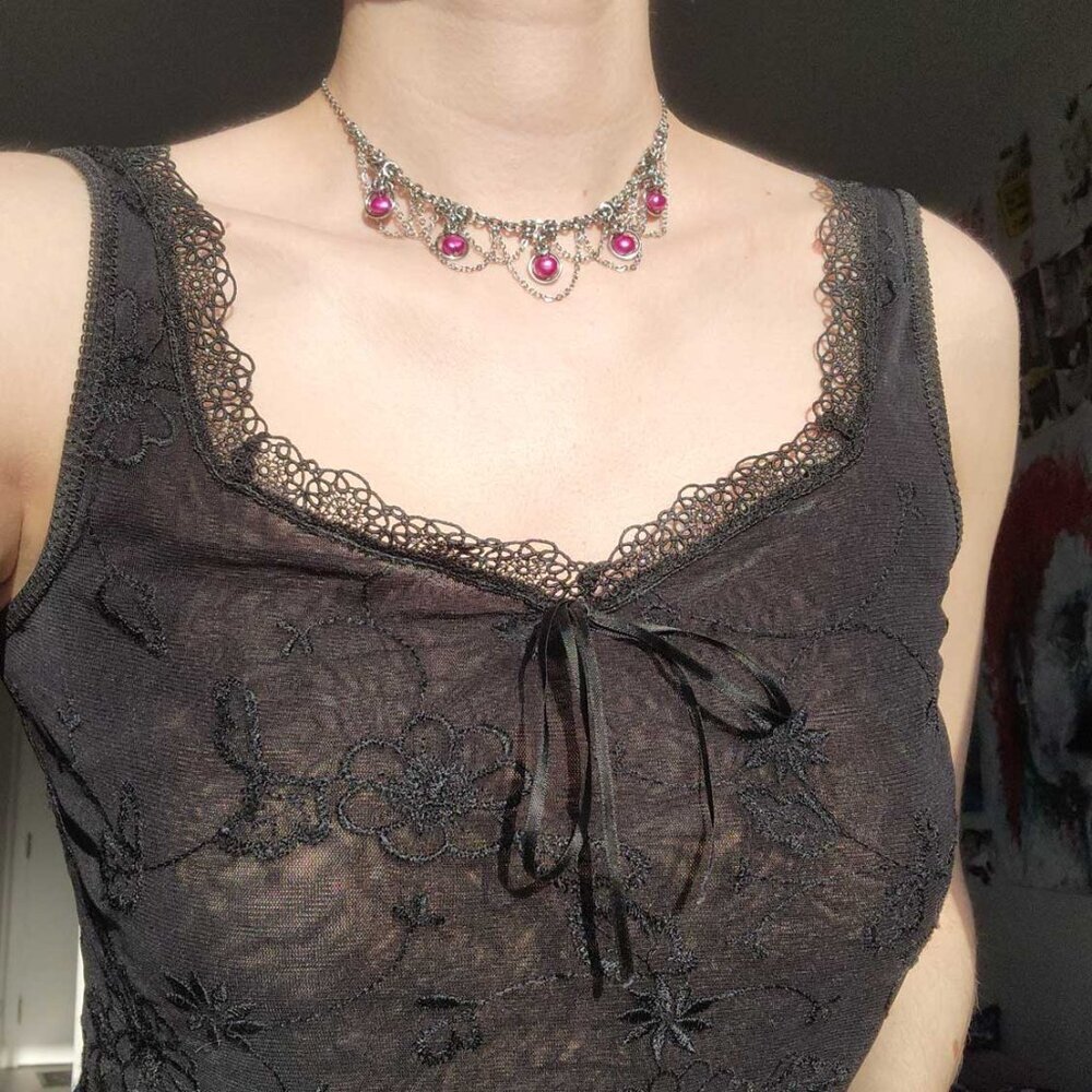 Pink and silver princess choker necklace - Picture 11 of 13